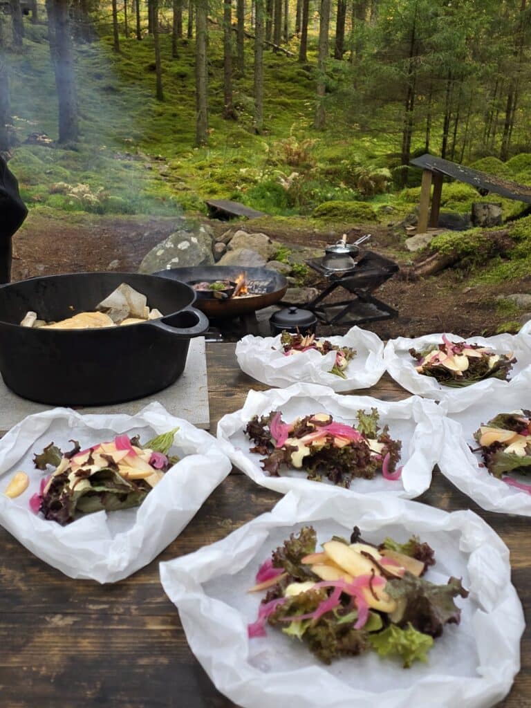 cooking during the edible country experience in sweden