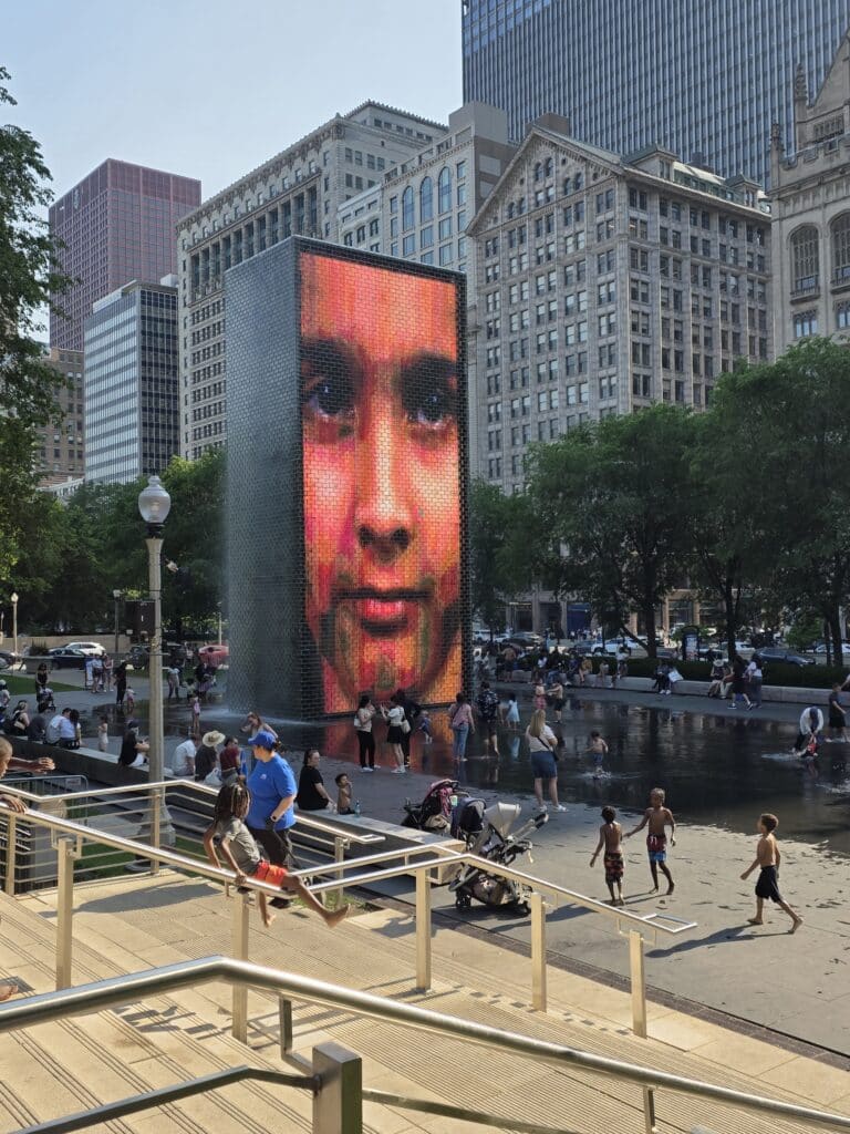 Chicago, interactive fountain area in Millennium Park