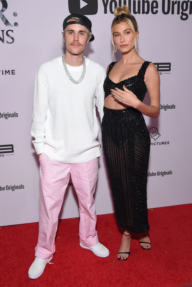 LOS ANGELES - JAN 27: Justin Bieber and Hailey Bieber {Object} arrives for the Premiere Of YouTube Originals' "Justin Bieber: Seasons" on January 27, 2020 in Westwood, CA