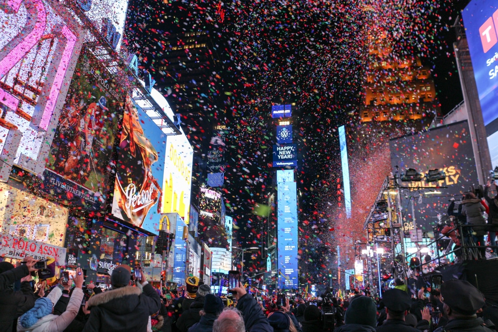 Millions of participants gather at Times Square in New York City to celebrate New Year’s Eve on January 1, 2020.