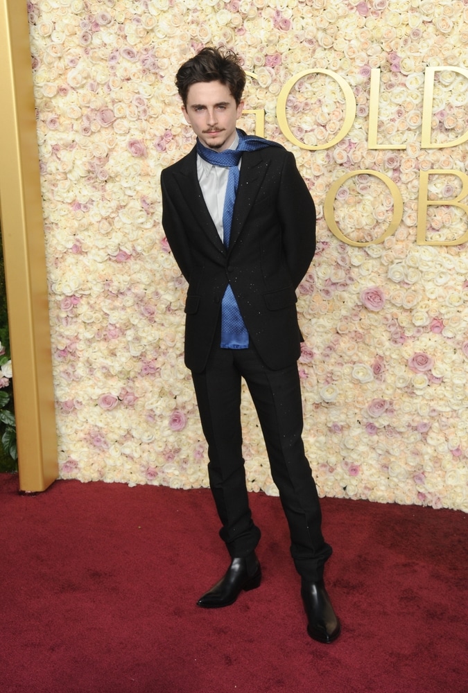Timothee Chalamet at the 82nd Annual Golden Globe Awards held at the Beverly Hilton Hotel in Beverly Hills, USA on January 5, 2025.