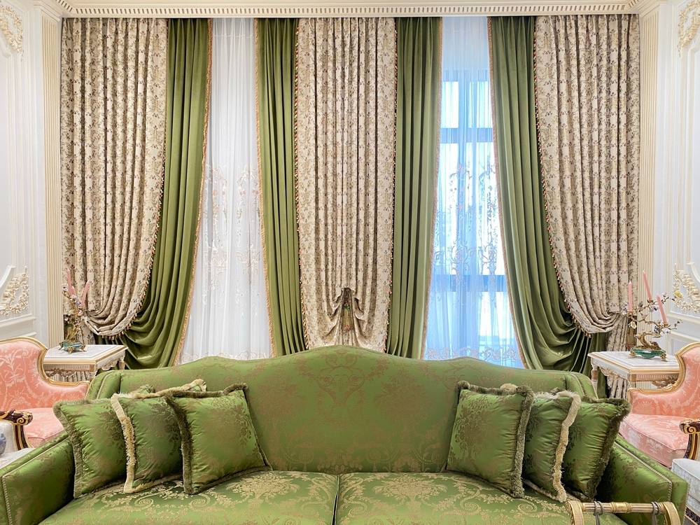 Classical curtains for the living room and bedroom dining area and hall