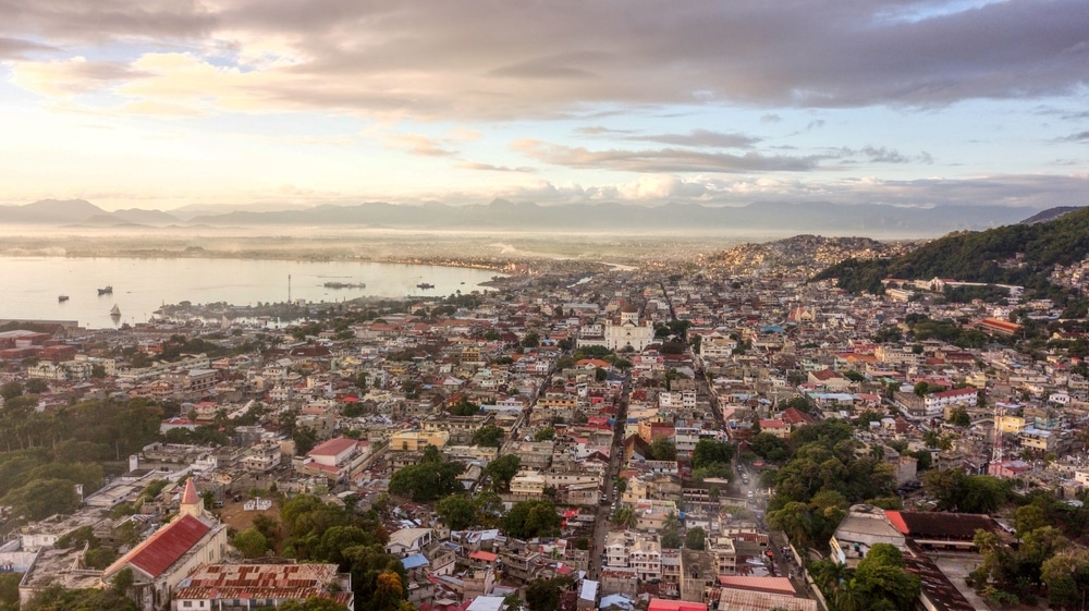 Aerial View of Cap-Haitien, Haiti Cityscape at Sunrise
