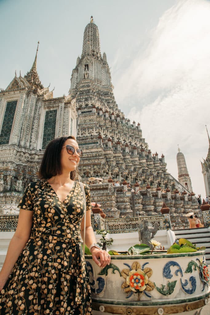 Lindsey wearing sunglass and dress in Bangkok Thailand