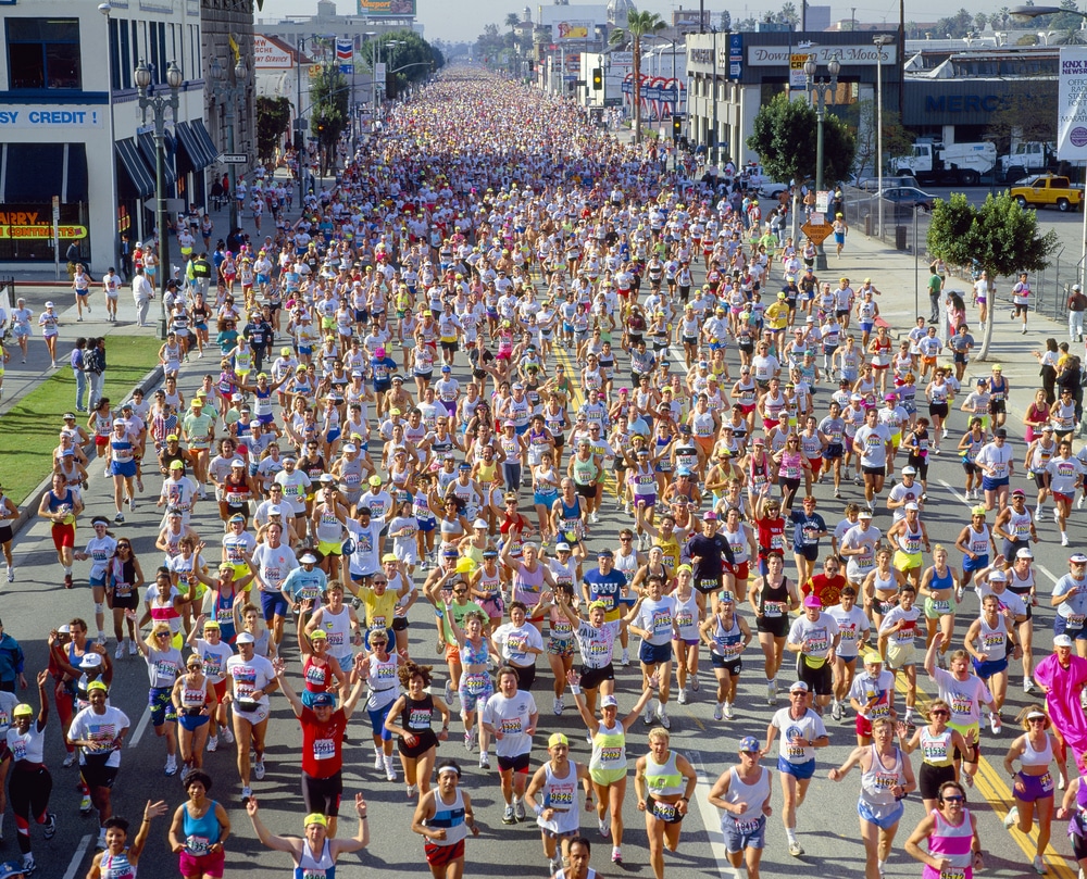 Runners in Los Angeles Marathon, California