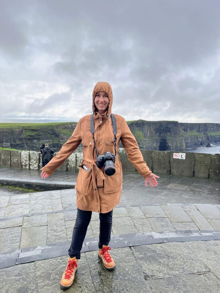 Lindsey wearing her SCOTTevest jacket in Ireland