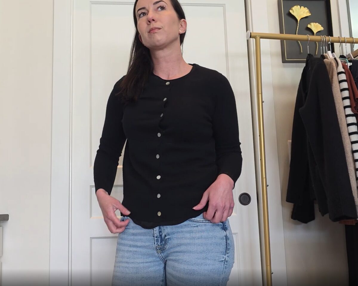 Mongolian Cashmere Cardigan Sweater– Black