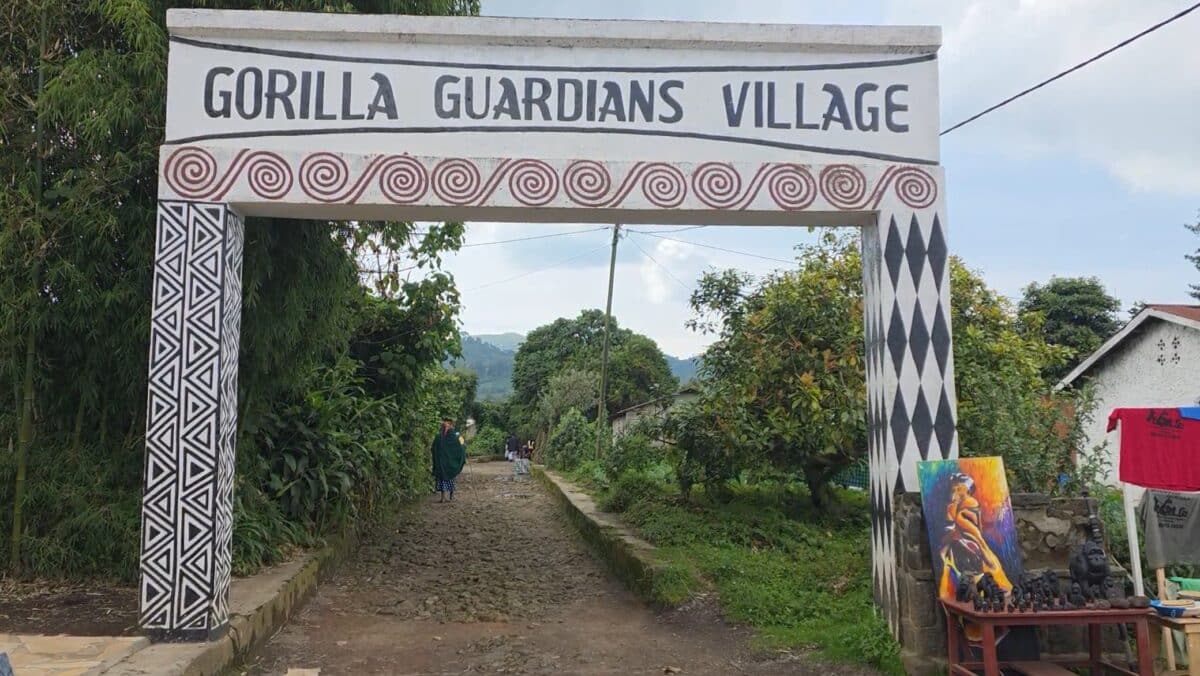 Entrance to Volcanoes National Park in Rwanda.