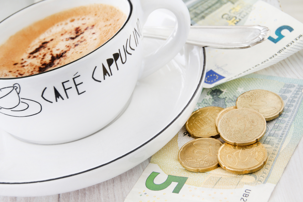 Coffee price and tip background