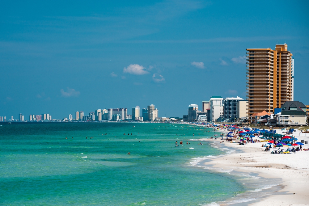 Beautiful turquoise water of Panama City Beach. The best resorts in the world