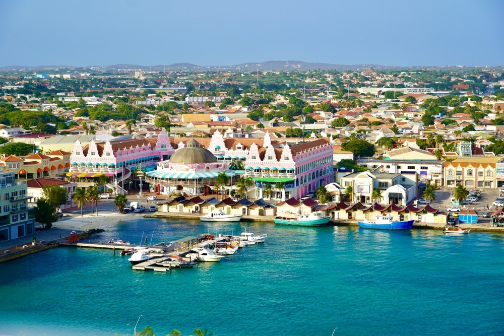 Waterfront harbour of Oranjestad Aruba