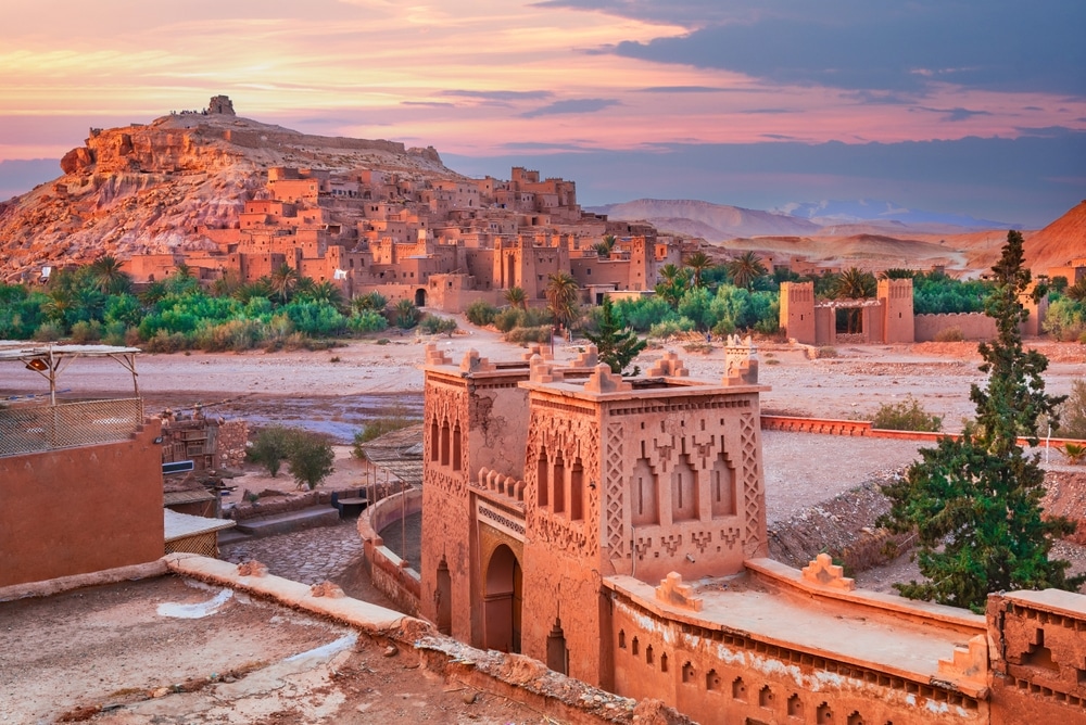 Ait Ben-Haddou, Morocco. Famous old clay town in High Atlas mountains, North Africa.