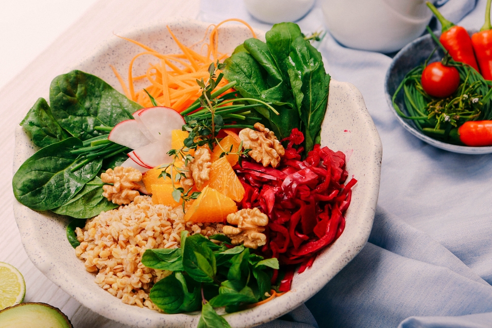 Healthy mixed greens salad on a plate