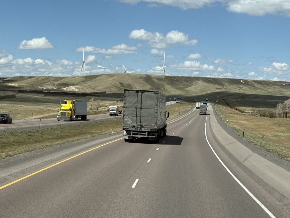 TruckHer view driving on I-80 West