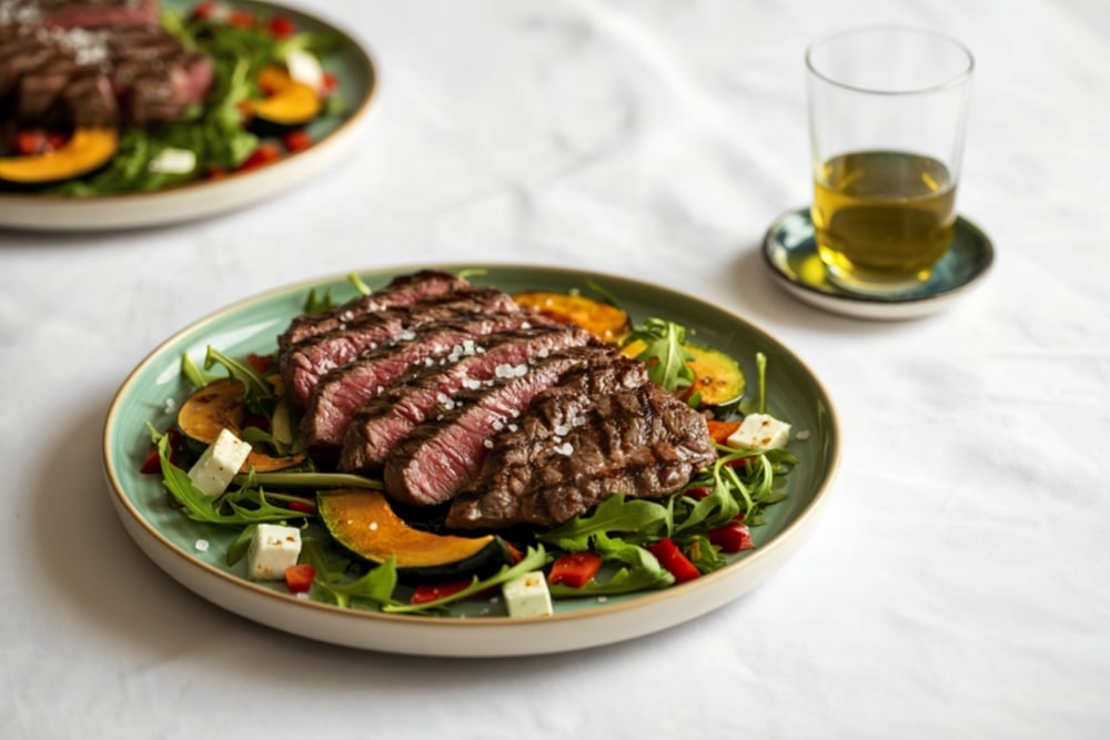 a grilled steak and salad dish