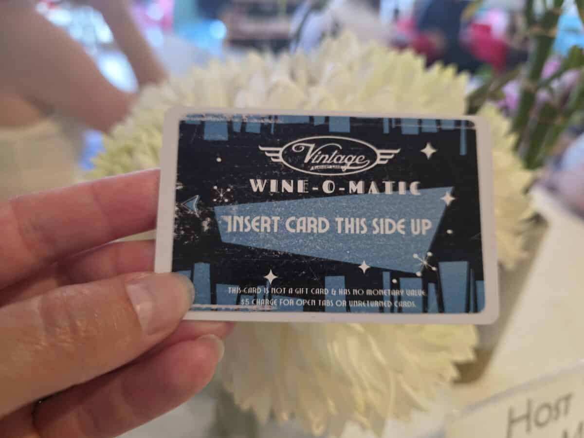 Wine card at Vintage Elkhart Lake