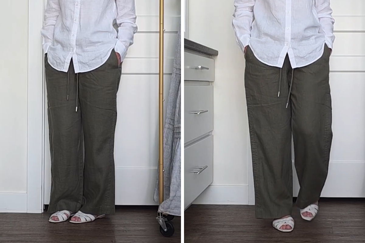 100% EUROPEAN LINEN WIDE LEG PANTS