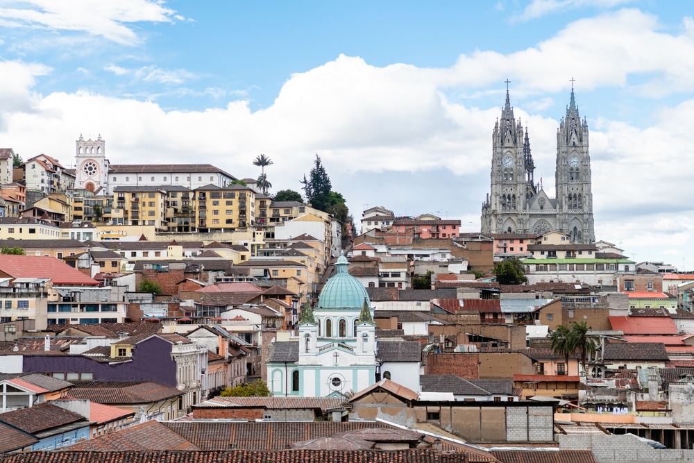 street view of quito old town, ecuador