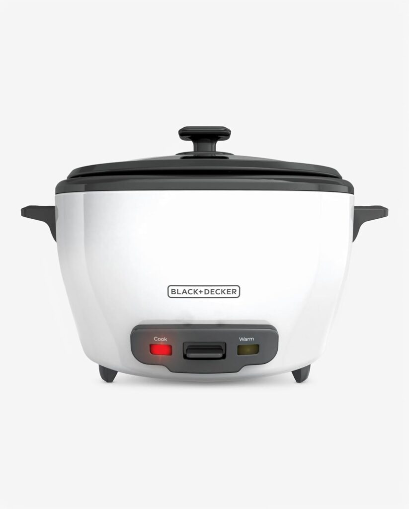 BLACK+DECKER 6-Cup Rice Cooker with Steaming Basket | Cooks up to 6 cups of rice with automatic keep warm, steaming basket and removable nonstick bowl.