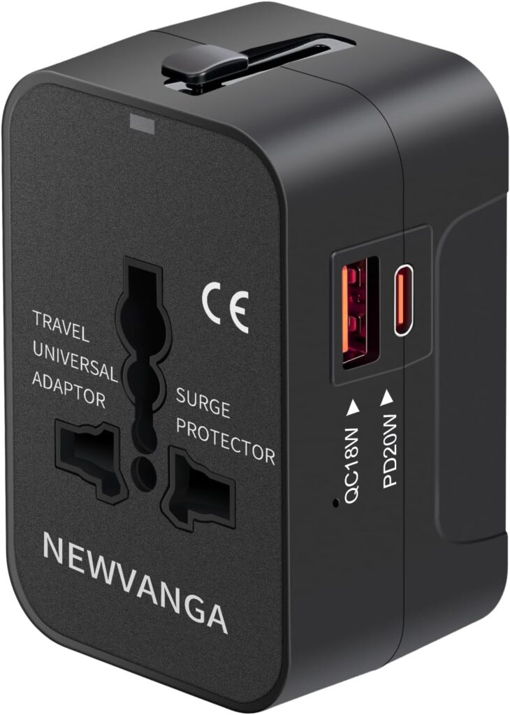 Universal Travel Adapter USB C, All in One Worldwide Plug Adapter, Black | Fast Charge GaN PD3.0, Type C USB-A Quick Charging, International Wall Charger