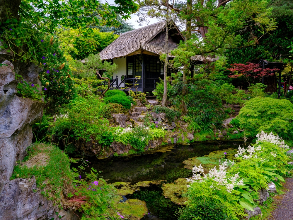 Kildare, Ireland - June 24, 2024: Views of the Japanese garden at the Irish National Stud near Kildare, Ireland