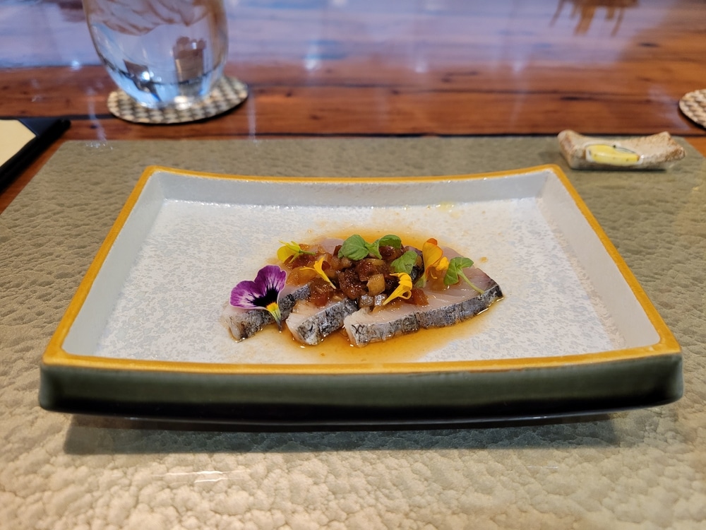 Las Vegas, Nevada, USA - 10 December 2022 - Intricate nine course Japanese cuisine meals from prestigious, exclusive kaiseki-style restaurant Kaiseki Yuzu in the Chinatown neighborhood of Las Vegas.