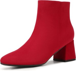 IDIFU Low Heel Short Fall Pointed Toe Dress Booties Women's Boots