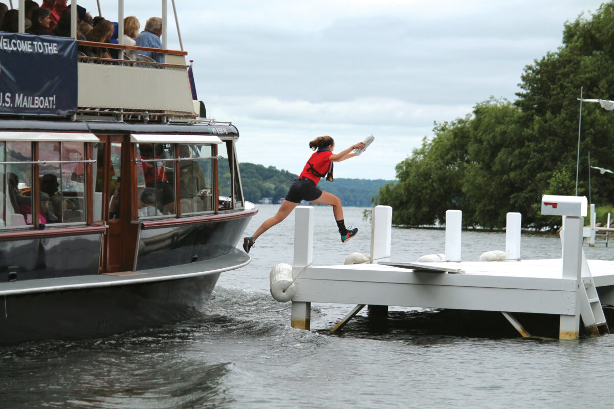 A mailboat jumper in Lake Geneva, WI! Credit: Lake Geneva Cruise Line