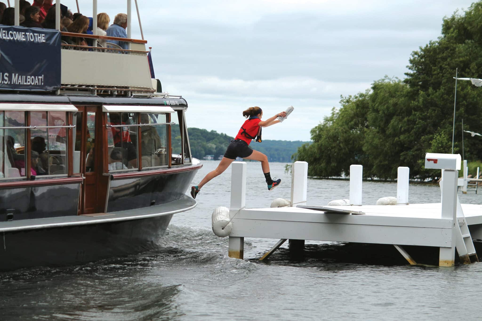 A mailboat jumper in Lake Geneva, WI! Credit: Lake Geneva Cruise Line