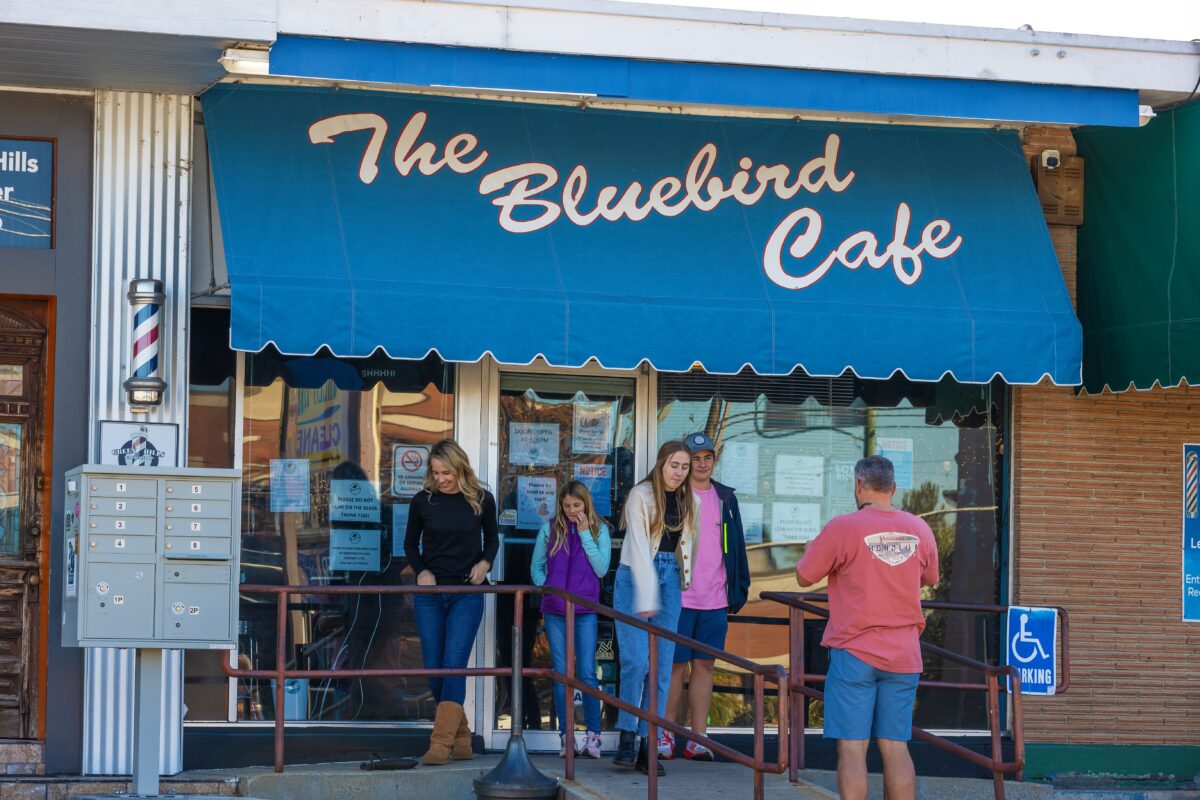 Nashville, Tennessee, USA - November 7, 2021: The Bluebird Cafe opened in 1982 as a small resturant with a small side state for people to perform which attracted some big songwriters.