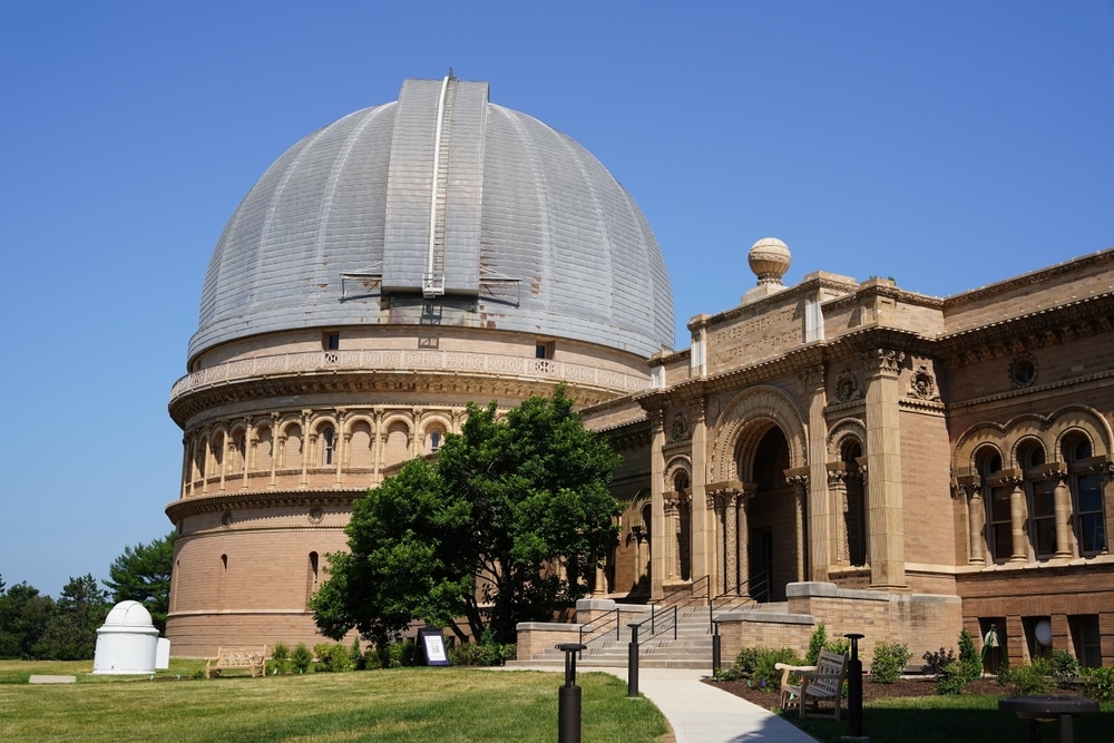 Williams Bay, Wisconsin USA - July 3rd, 2023: Yerkes Observatory holds the world's largest refracting telescope once used by U.S. Government and NASA.